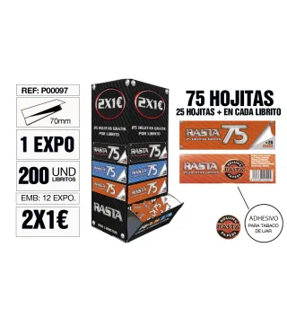 Papel De Liar Rasta 75 Est. 200 Libritos 70Mm Naranja