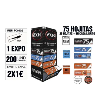Papel De Liar Rasta 75 Est. 200 Libritos Mix