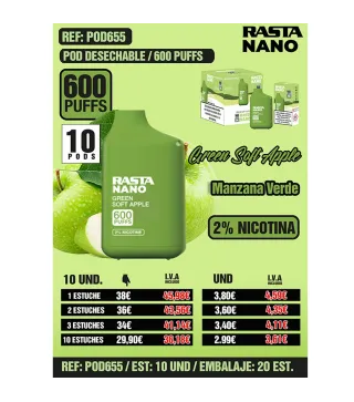 Pod Nano 2% 600 - Apple Ice Est 10 Emb 20