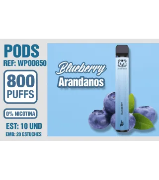 Pod Desechable 800 Puffs 0% Nicotina Blueberry (Arandanos)
