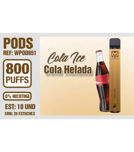 Pod Desechable 800 Puffs 0% Nicotina Cola Ice (Cola Helada)