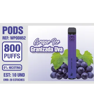 Pod Desechable 800 Puffs 0% Nicotina Grape Ice ( Granizada De Uva)