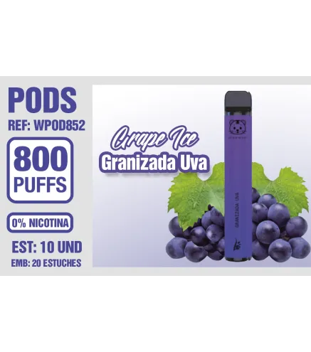 Pod Desechable 800 Puffs 0% Nicotina Grape Ice ( Granizada De Uva)