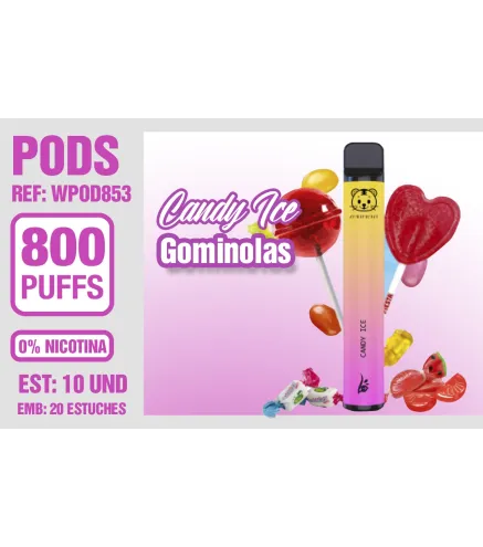 Pod Desechable 800 Puffs 0% Nicotina Rainbow Candy Ice ( Gominolas)