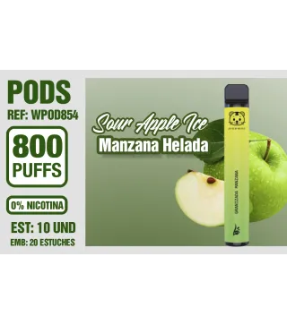Pod Desechable 800 Puffs 0% Nicotina Sour Apple Ice
