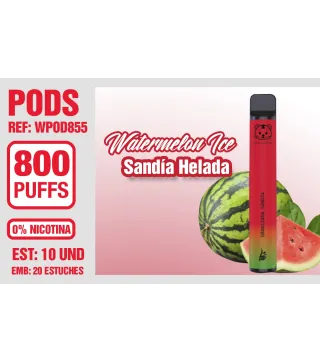 Pod Desechable 800 Puffs 0% Nicotina Watermelon Ice (Sandia Helada)