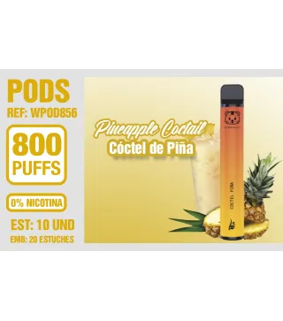 Pod Desechable 800 Puffs 0% Nicotina Pineapple Coctail (Coctel De Piña)