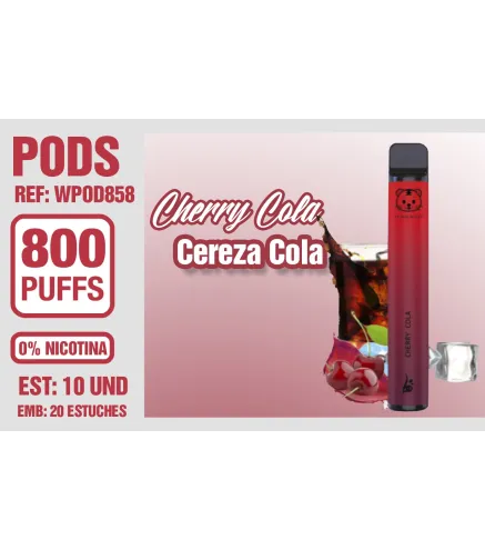 Pod Desechable 800 Puffs 0% Nicotina Cherry Cola ( Cereza Cola)