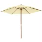 Sombrilla Parasol de Madera 250x230 cm para Exterior con 6 Varillas Sistema de Polea Color Crema Sombrilla Parasol de Madera 250x230 cm para Exterior con 6 Varillas Sistema de Polea Color Crema