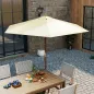 Sombrilla Parasol de Madera 250x230 cm para Exterior con 6 Varillas Sistema de Polea Color Crema