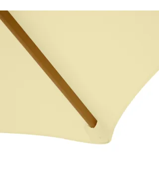 Sombrilla Parasol de Madera 250x230 cm para Exterior con 6 Varillas Sistema de Polea Color Crema