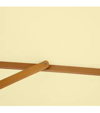 Sombrilla Parasol de Madera 250x230 cm para Exterior con 6 Varillas Sistema de Polea Color Crema