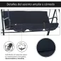 Balancín de Jardín con Techo Ajustable en Ángulo Carga Máx. 200 kg Acero 172x110x153 cm Negro