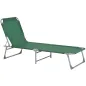 Cama de Camping Plegable con Respaldo Ajustable en 4 Niveles Carga 120 kg para Playa Jardín Piscina 187x58x28 cm Verde