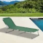 Cama de Camping Plegable con Respaldo Ajustable en 4 Niveles Carga 120 kg para Playa Jardín Piscina 187x58x28 cm Verde