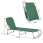 Cama de Camping Plegable con Respaldo Ajustable en 4 Niveles Carga 120 kg para Playa Jardín Piscina 187x58x28 cm Verde