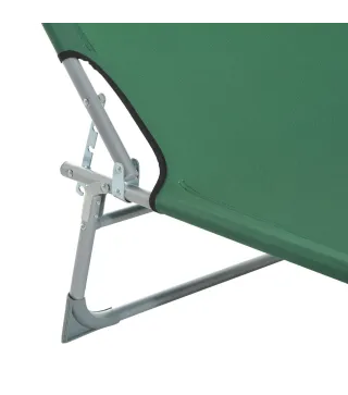 Cama de Camping Plegable con Respaldo Ajustable en 4 Niveles Carga 120 kg para Playa Jardín Piscina 187x58x28 cm Verde