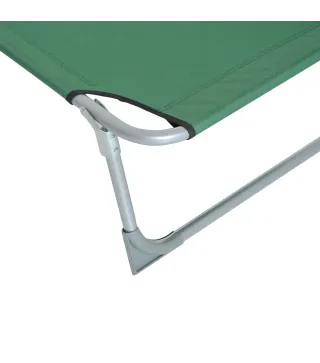 Cama de Camping Plegable con Respaldo Ajustable en 4 Niveles Carga 120 kg para Playa Jardín Piscina 187x58x28 cm Verde
