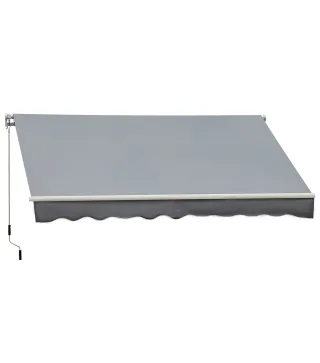 Toldo para Patio Balcón Terraza y Jardín de 400x250cm con brazo articulado de Aluminio y tela de Poliéster de 280g/m² Color Gris