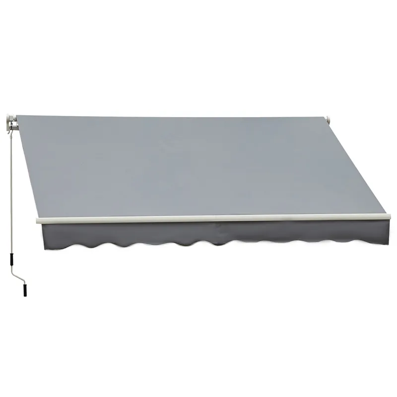 Toldo para Patio Balcón Terraza y Jardín de 400x250cm con brazo articulado de Aluminio y tela de Poliéster de 280g/m² Color Gris