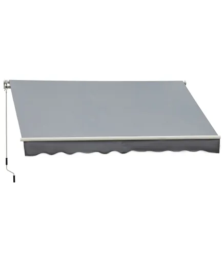 Toldo para Patio Balcón Terraza y Jardín de 400x250cm con brazo articulado de Aluminio y tela de Poliéster de 280g/m² Color Gris