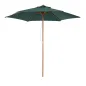 Sombrilla Parasol de Madera Ø250x230cm para Exterior con 6 Varillas Sistema de Polea Color Verde