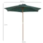 Sombrilla Parasol de Madera Ø250x230cm para Exterior con 6 Varillas Sistema de Polea Color Verde