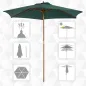 Sombrilla Parasol de Madera Ø250x230cm para Exterior con 6 Varillas Sistema de Polea Color Verde