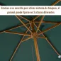 Sombrilla Parasol de Madera Ø250x230cm para Exterior con 6 Varillas Sistema de Polea Color Verde