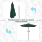 Sombrilla Parasol de Madera Ø250x230cm para Exterior con 6 Varillas Sistema de Polea Color Verde