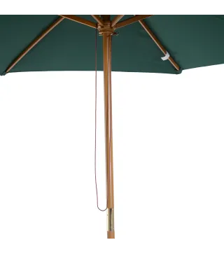 Sombrilla Parasol de Madera Ø250x230cm para Exterior con 6 Varillas Sistema de Polea Color Verde