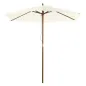 Sombrilla Parasol de Madera Ø250x230cm para Exterior con 6 Varillas Sistema de Polea Color Blanco