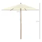 Sombrilla Parasol de Madera Ø250x230cm para Exterior con 6 Varillas Sistema de Polea Color Blanco