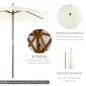 Sombrilla Parasol de Madera Ø250x230cm para Exterior con 6 Varillas Sistema de Polea Color Blanco