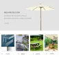 Sombrilla Parasol de Madera Ø250x230cm para Exterior con 6 Varillas Sistema de Polea Color Blanco