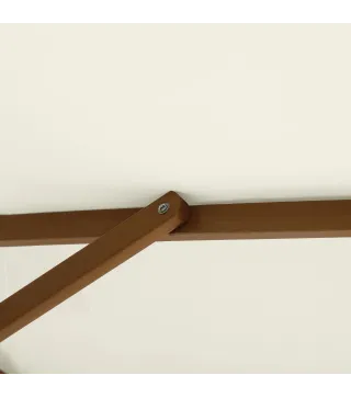 Sombrilla Parasol de Madera Ø250x230cm para Exterior con 6 Varillas Sistema de Polea Color Blanco