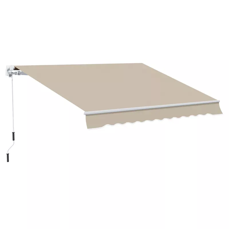 Toldo Manual 395x245 cm con Manivela Toldo Balcón Patio Terraza de Aluminio y Tejido Poliéster 280 g/m² Anti-UV Beige Toldo Manual 395x245 cm con Manivela Toldo Balcón Patio Terraza de Aluminio y Tejido Poliéster 280 g/m² Anti-UV Beige