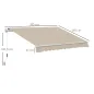 Toldo Manual 395x245 cm con Manivela Toldo Balcón Patio Terraza de Aluminio y Tejido Poliéster 280 g/m² Anti-UV Beige