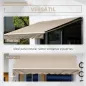 Toldo Manual 395x245 cm con Manivela Toldo Balcón Patio Terraza de Aluminio y Tejido Poliéster 280 g/m² Anti-UV Beige