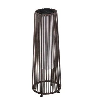 Linterna de Jardín de Ratán Sintético Farola Solar Exterior con Luces LED Encendido y Apagado Automático Impermeable para Terraz