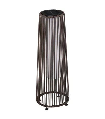 Linterna de Jardín de Ratán Sintético Farola Solar Exterior con Luces LED Encendido y Apagado Automático Impermeable para Terraz