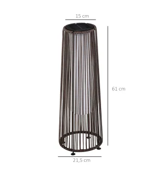 Linterna de Jardín de Ratán Sintético Farola Solar Exterior con Luces LED Encendido y Apagado Automático Impermeable para Terraz