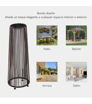 Linterna de Jardín de Ratán Sintético Farola Solar Exterior con Luces LED Encendido y Apagado Automático Impermeable para Terraz