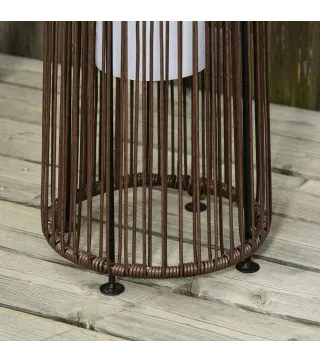 Linterna de Jardín de Ratán Sintético Farola Solar Exterior con Luces LED Encendido y Apagado Automático Impermeable para Terraz