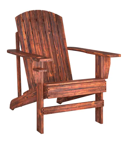 Silla Adirondack de Madera con Reposabrazos y Respaldo Alto para Terraza Balcón Exterior 72x95x93 cm Marrón