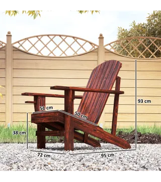 Silla Adirondack de Madera con Reposabrazos y Respaldo Alto para Terraza Balcón Exterior 72x95x93 cm Marrón