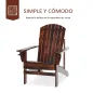Silla Adirondack de Madera con Reposabrazos y Respaldo Alto para Terraza Balcón Exterior 72x95x93 cm Marrón