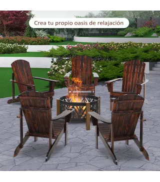 Silla Adirondack de Madera con Reposabrazos y Respaldo Alto para Terraza Balcón Exterior 72x95x93 cm Marrón