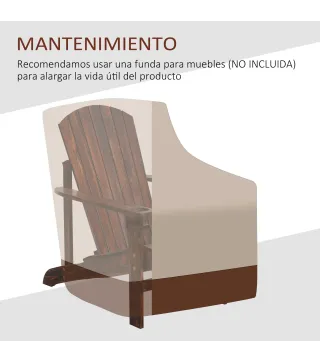 Silla Adirondack de Madera con Reposabrazos y Respaldo Alto para Terraza Balcón Exterior 72x95x93 cm Marrón