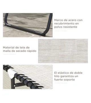 Tumbona Plegable, Tumbona Jardín Exterior Reclinable 4 Posiciones con Reposacabezas y Marco de Acero, Carga 120 kg, para Terraza